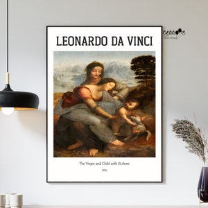 Leonardo Da Vinci, The Virgin and Child with St. Anne, 1503, Da Vinci Poster, Famous Paintings, Classicism Art, Renaissance Poster