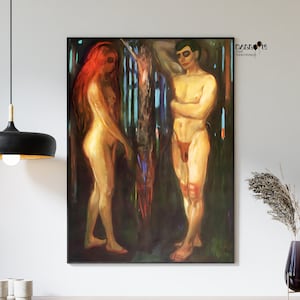 Edvard Munch, Adam and Eve, 1918, Edvard Munch Print, Portrait Art, Museum Poster, Famous Painting, Landscape Poster, Munch Wall Poster