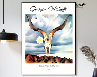Georgia O'Keeffe, Ram's Head White Hollyhock Hills, 1935, O'Keeffe Poster, Modern Art Poster, Gift Idea, Exhibition Wall Art, Home Wall Art