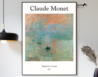 Claude Monet, Impression Sunrise, 1872, Affiche Claude Monet, Art impressionniste, Art du paysage, Impression marine, Art mural de la maison, Affiche d'exposition