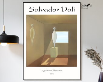 Salvador Dalí, Planarian lúgubre, 1978, Cartel de Salvador Dalí, Arte surrealista, Arte de retrato, Pinturas famosas, Arte moderno, Decoración de la pared del hogar