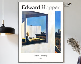 Edward Hopper, kantoor in een kleine stad, 1953, Edward Hopper poster, portretkunst, Edward Hopper print, tentoonstelling poster, hopper print