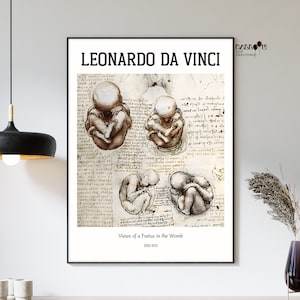 Leonardo Da Vinci, Views of a Foetus in the Womb, 1510-1513, Da Vinci Poster, Famous Paintings, Classicism Art, Renaissance Poster, Wall Art