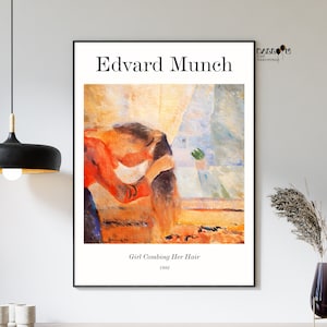 Edvard Munch, Girl Combing Her Hair, 1882, Edvard Munch Poster, Portrait Art, Landscape Poster, Exhibition Poster, Munch Wall Print