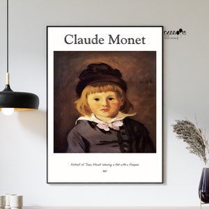 Claude Monet, Portrait Of Jean Monet Wearing A Hat With A Pompom, 1869, Claude Monet Print, Exhibition Poster, Wall Decor, Portrait Poster