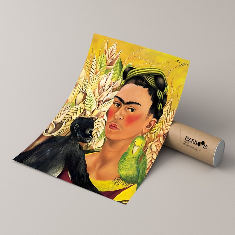 Frida Kahlo, Autorretrato Con Mono Y Perico, 1942, Frida Kahlo Poster ...