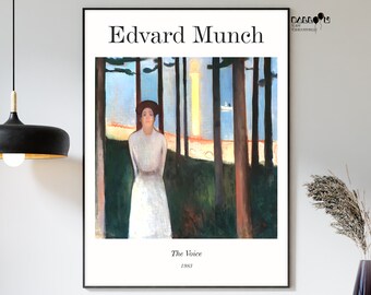 Edvard Munch, The Voice, 1983, Affiche Edvard Munch, Affiche murale Munch, Affiche d’exposition, Impression de musée, Affiche de paysage, Art du portrait