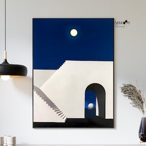 René Magritte, Arquitectura al claro de luna, 1956, Impresión de René Magritte, Arte surrealista, Arte mural moderno, Decoración de pared para el hogar, Póster de Magritte