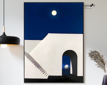 René Magritte, Architecture au Clair de Lune, 1956, impression René Magritte, art surréaliste, art mural moderne, décoration murale maison, affiche Magritte