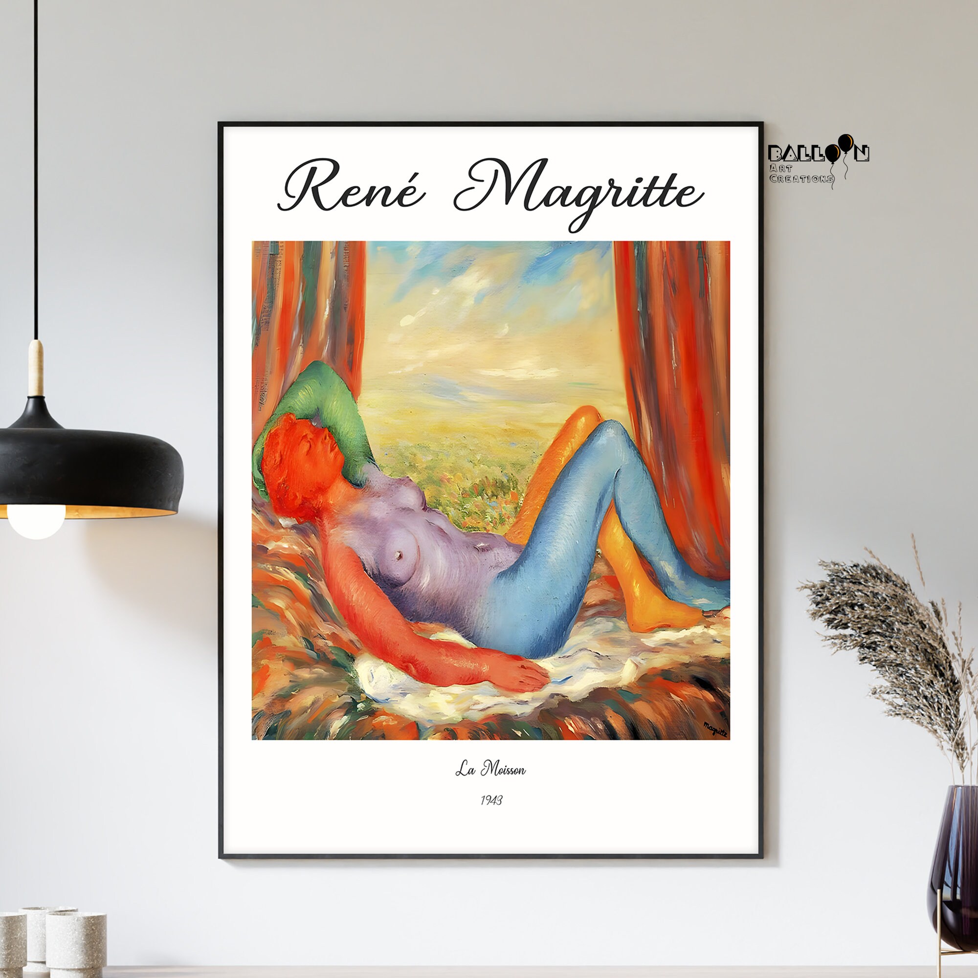 Rene Magritte, La Moisson, 1943, Magritte Wall Art, Modern Wall Art, Portrait Poster, Famous Paintings, Home Wall Decor, Surrealism Art