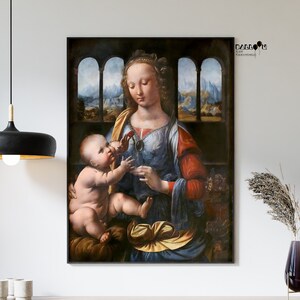 Leonardo Da Vinci, The Madonna of the Carnation, 1480, Da Vinci Poster, Gift Idea, Renaissance Poster, Famous Paintings, Home Wall Decor