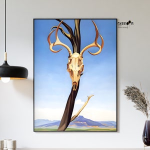 Georgia O Keeffe, Deers Skull with Pedernal, 1936, Georgia O&#39;Keeffe Print, Tree Poster, Exhibition Print, Home Wall Decor, Modern Art