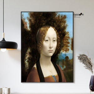 Leonardo Da Vinci, Portrait of Ginevra Benci, 1474, Da Vinci Print, Famous Paintings, Classicism Art, Home Wall Decor, Renaissance Poster