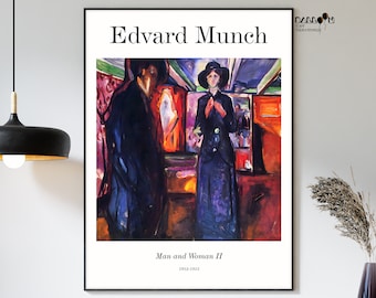 Edvard Munch, Homme et femme II, 1912-1915, affiche murale d'Edvard Munch, art du portrait, impression murale Munch, impression d'Edvard Munch, art expressionniste