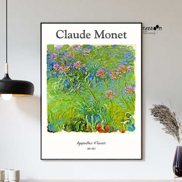 Claude Monet, Agapanthus Flowers, 1914-1917, Monet Poster, Wall Home Decor, Floral Art, Exhibition Poster, Monet Flowers, Impressionist Art