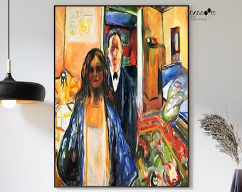 Edvard Munch, l'artiste et son modèle, 1919-1921, art mural Edvard Munch, art du portrait, art expressionnisme, impression de musée, impression d'exposition