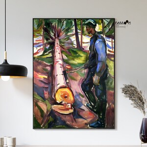 Edvard Munch, The Lumberjack, 1913, Edvard Munch Poster, Expressionism Art, Munch Wall Poster, Landscape Poster, Portrait Poster