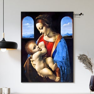 Leonardo Da Vinci, Madonna Litta-Madonna and the Child, 1490, Da Vinci Poster, Renaissance Poster, Home Wall Art, Classicism Art