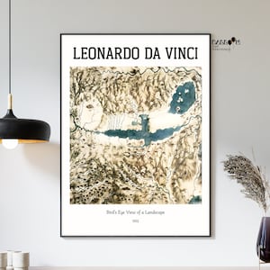 Leonardo Da Vinci, Bird&#39;s Eye View of a Landscape, 1502, Da Vinci Print, Italian Art, Famous Paintings, Wall Art, Home Wall Decor, Gift Idea