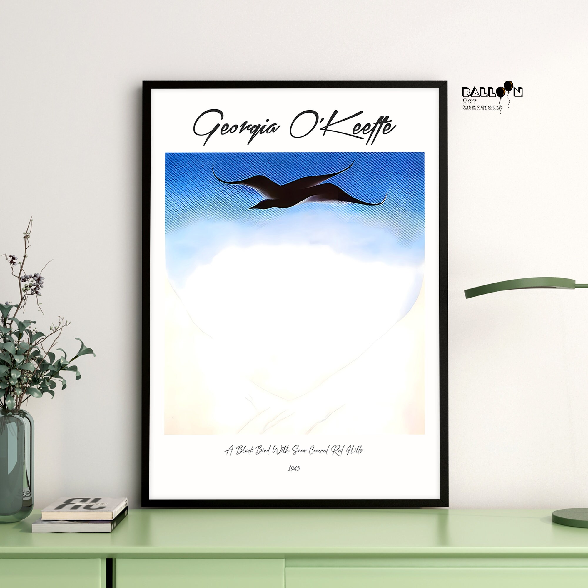 Georgia O'keeffe, A Black Bird With Snow Covered Red Hills, 1946