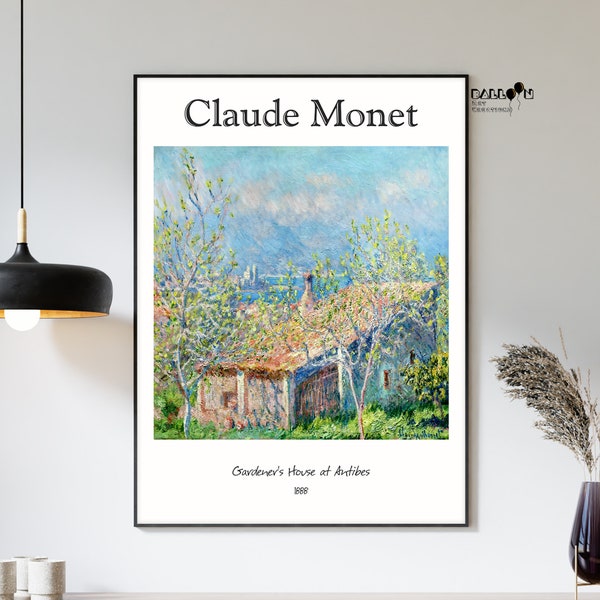 Claude Monet, Gardener's House At Antibes, 1888, Claude Monet Print, Landscape Art, Sea Print, Wall Art, Home Wall Art, Impressionist Art