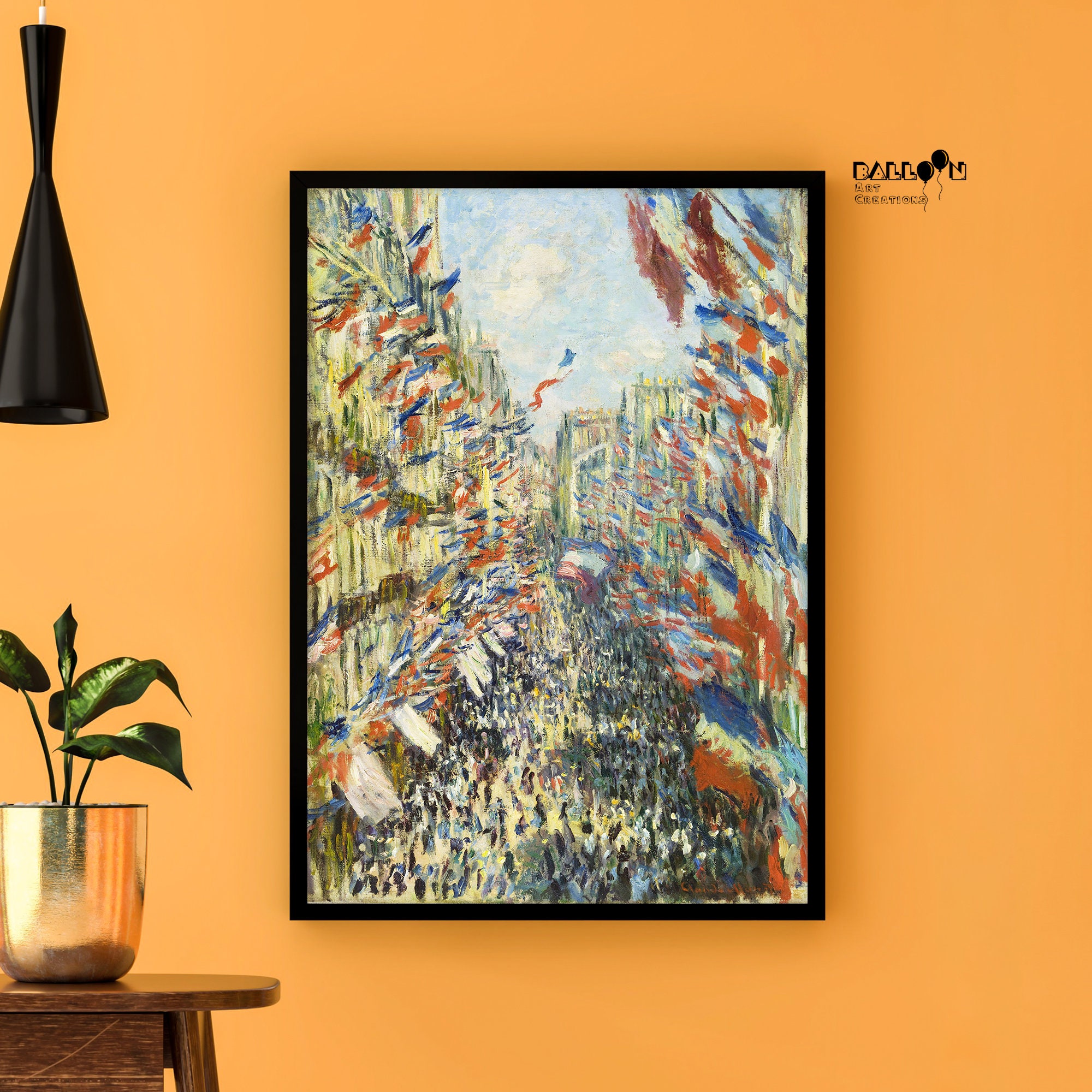 モネRue Montorgueil a Paris,.コロタイプ版上サイン モネRue Montorgueil a Paris,.コロタイプ版上サイン