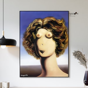 Rene Magritte, estupro, 1935, impressão de Rene Magritte, pôster de Magritte, arte de retrato, pôster de Magritte, arte de parede de casa, arte surrealista