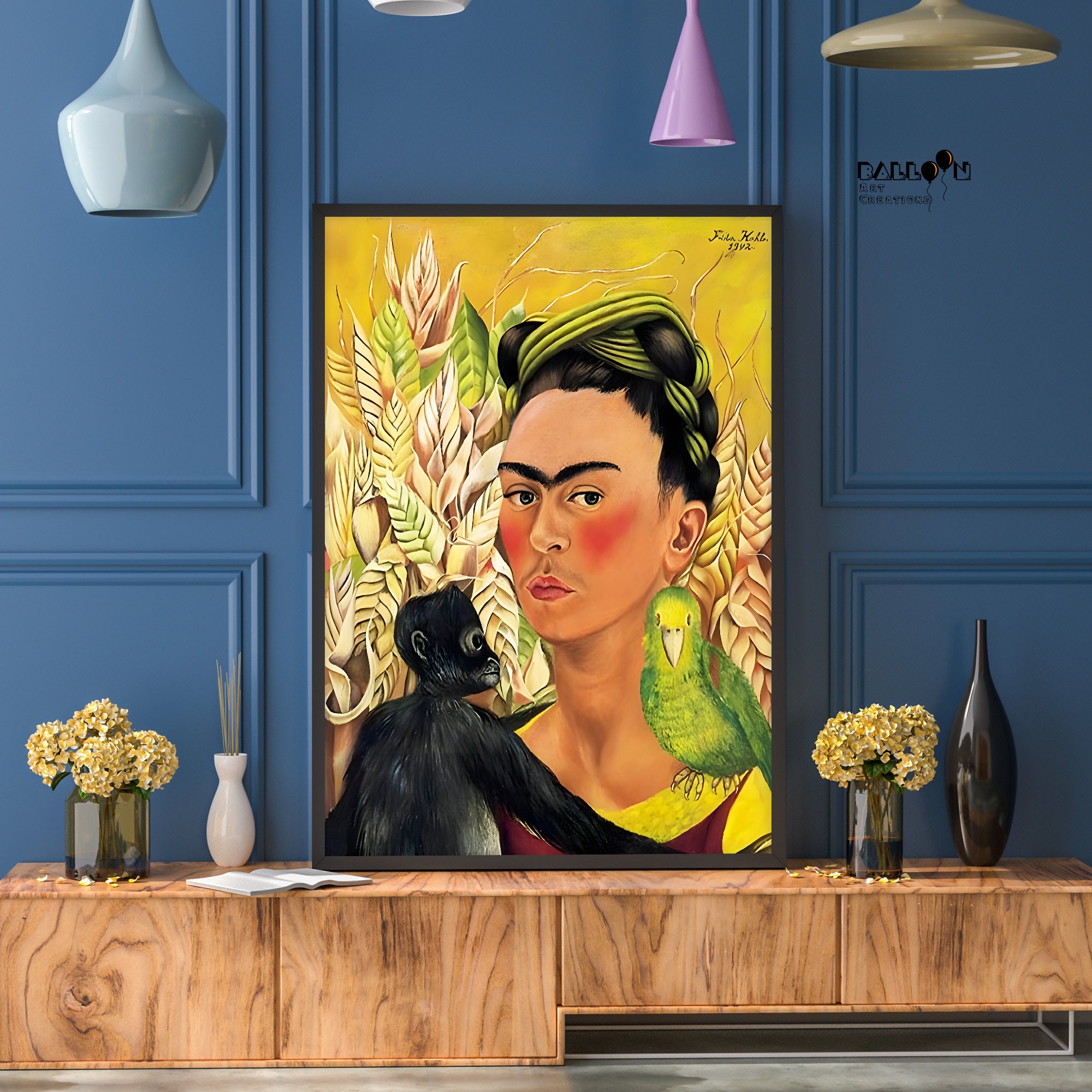 Frida Kahlo, Autorretrato Con Mono Y Perico, 1942, Frida Kahlo Poster ...