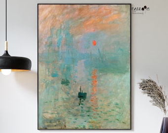 Claude Monet, Impression Sunrise, 1872, affiche de Claude Monet, art impressionniste, oeuvre d'art murale, impression de mer, affiche d'exposition, art du paysage