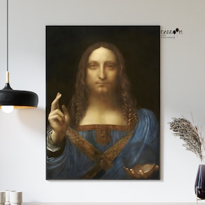 Leonardo Da Vinci, Salvator Mundi, 1500, Cartel de Da Vinci, Decoración de la pared del hogar, Cartel renacentista, Pinturas famosas, Arte de pared, Cartel de retrato