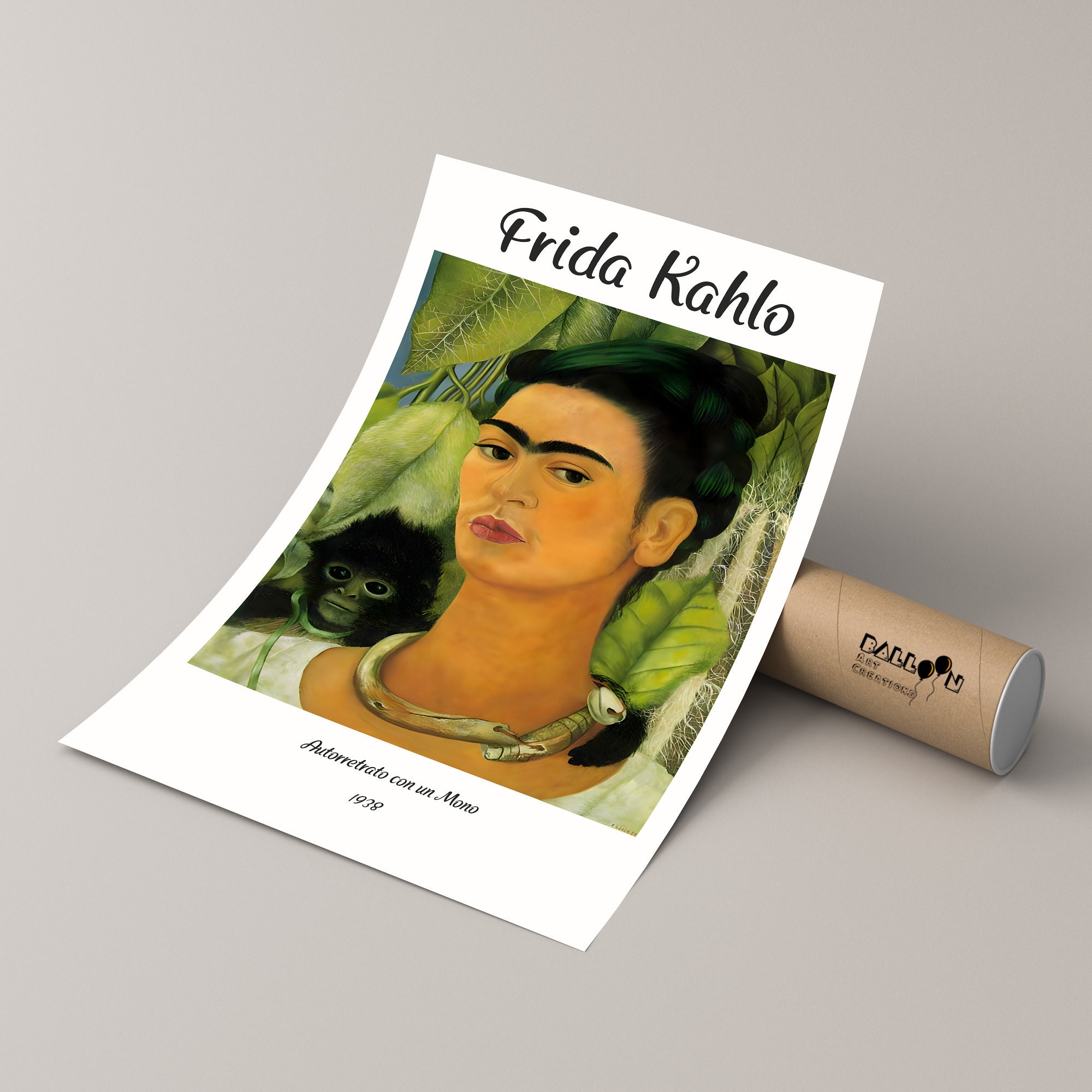 Frida Kahlo Autorretrato Con Un Mono 1938 Frida Kahlo Poster