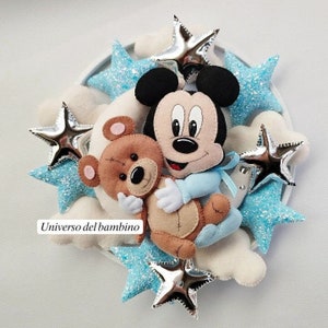 Mobilna myszka Miki Disney Felt. Mobilne łóżeczko dla dziecka. Mobilne łóżeczko dla dziecka. Prezent do wystroju pokoju dziecięcego, prezent na baby shower, prezent dla noworodka, telefon z kreskówek