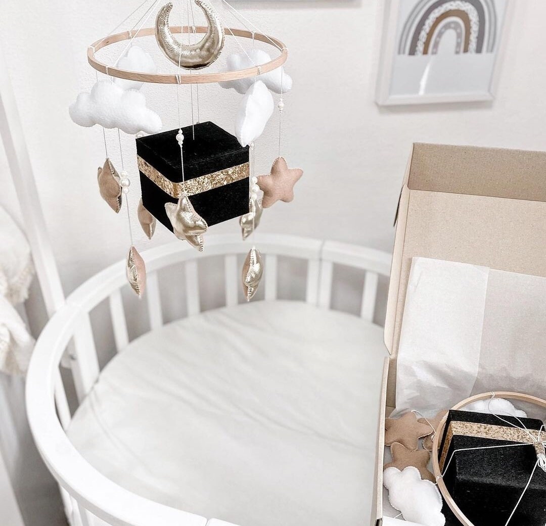 Islamic Baby Crib Mobile, Kaaba Baby Mobile, Muslim Baby Crib Mobile