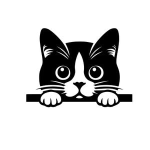 Gato de esmoquin SVG, diseño de gato de esmoquin asomándose, ilustración de gato adorable, ideal para amantes de los gatos, moda, manualidades, tazas, decoración, bricolaje, SVG, PNG, JPG