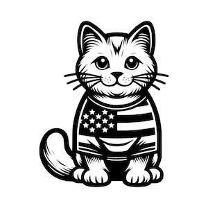Patriotic Cat Svg, Cat With T-Shirt Design, Patriotic Independence Day, American Flag, For Gifts, Fashion, And Crafts, SVG, PNG, JPG