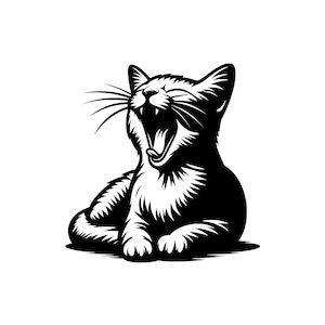 Ginger Cat Svg, Yawning Ginger Cat Design, Cute Cat Art,  Ideal for Decor, T-Shirts, Mugs, DIY, Crafts, Gifts For Cat Lovers, Svg, Png, Jpg