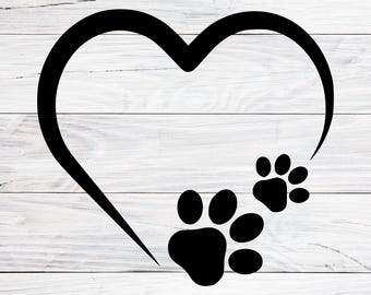 Heart with Dog Paw Print Svg, Png, Jpg, Digital Download