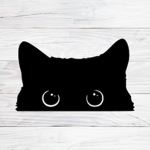 覗き見猫 SVG、猫の顔 SVG、かわいい猫 SVG、毛皮の赤ちゃん SVG、面白い子猫 SVG、黒子猫 SVG、黒猫 SVG、SVG、Png、Jpg