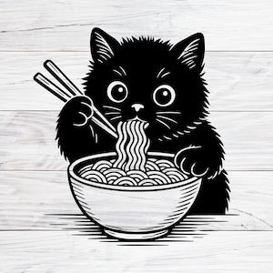 Cute Cat Svg, Japanese Noodle Svg, Cat Eating Ramen Png, Cartoon Cat Svg, My Ramen Gift Png, Svg, Png, Jpg