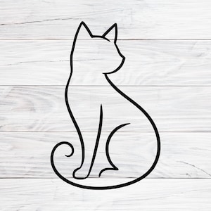 Cat Outline Svg, Cat Outline Clipart, Cute Cat Outline, Svg File For Cricut, Svg, Png, Jpg
