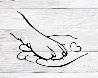 Paw and Hand Svg, Png, Paw Love SVG, Valentine Pet Svg, Dog Mom svg, Dog Paw Svg, Dog Line Art Svg, Paw And Human Hand Print, Svg, Png, Jpg