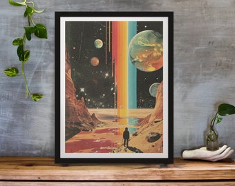 Polaroid Universe/Cosmic Art | Retro Futuristic Art | Vintage planet | Sci-Fi Collage Art | Space Adventure | Retro Scifi Art | Wall Art