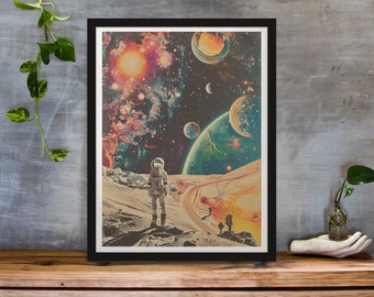 レトロSF風木星のプリント：1970年代風宇宙アート - Etsy 日本
