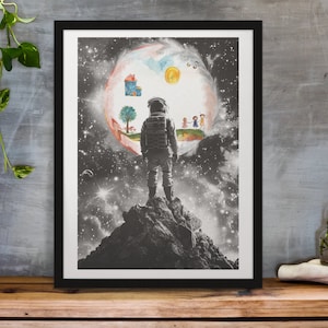 Astronauta nostalgico / collage art / esploratore / arte degli astronauti / futurismo retrò / esploratore spaziale / arte surreale / collage vintage / vintage