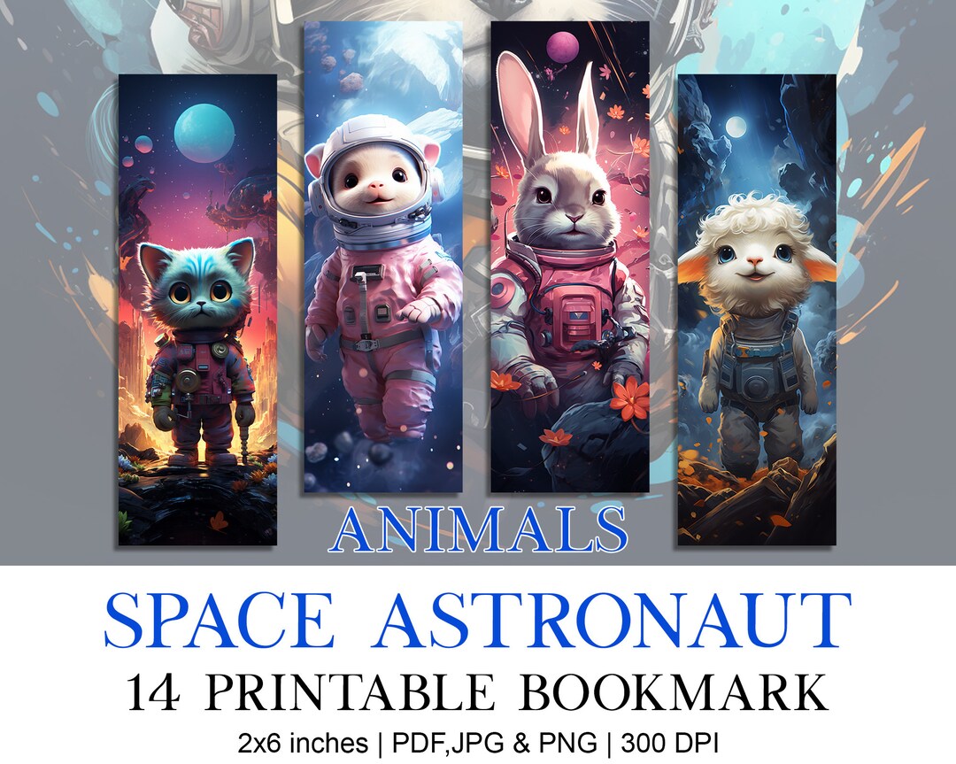 Cartoon Space Astronaut Nasa Printable Bookmark Designs, Aesthetic ...