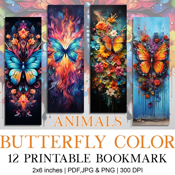 Butterfly Colorful | Bookmark Design, Reading Mode, Bookstack, Book worm, Aesthetic, Printable, Sublimation, Love Reading, Idea