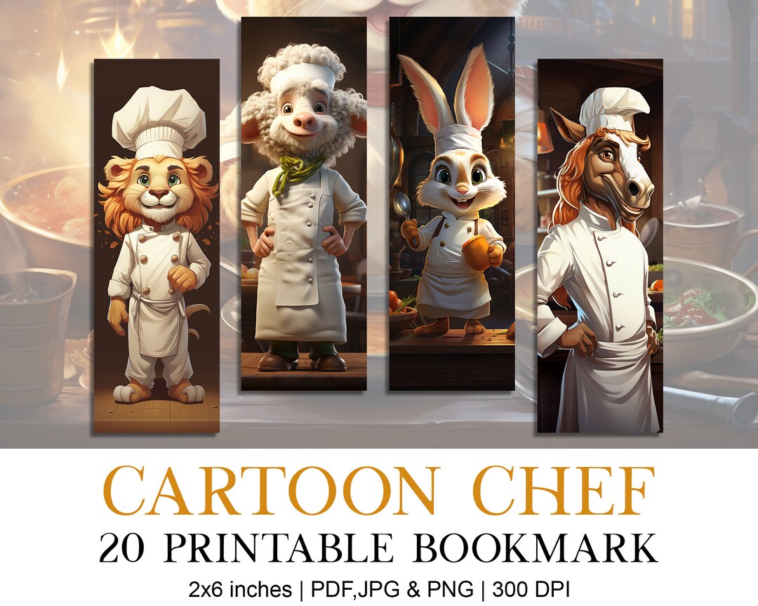 Cartoon Chef Cook Bookmark Design, Reading Mode, Bookstack, Book Worm ...