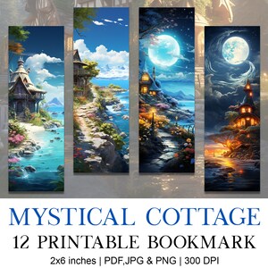 Mystical Cottage Habit Printable Bookmark Designs, Aesthetic Bookmark Template, Sublimation ...