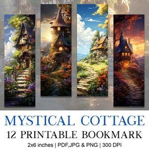 Mystical Cottage Habit Printable Bookmark Designs, Aesthetic Bookmark Template, Sublimation ...