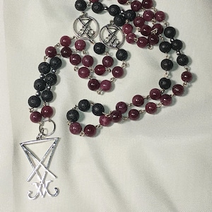 Lucifer&#39;s Rosary Satanic Occult Devil Satan Demonic Dark Prayer Ritual Lillith Morningstar Devil Sigil Satan Luciferian Necklace